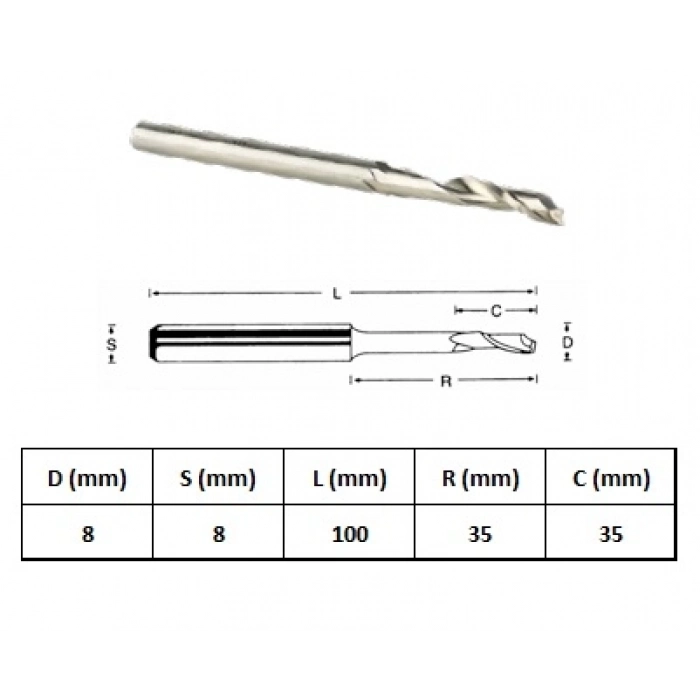 GFB 8x8-100mm ALÜMİNYUM FREZEKALIN ORTA