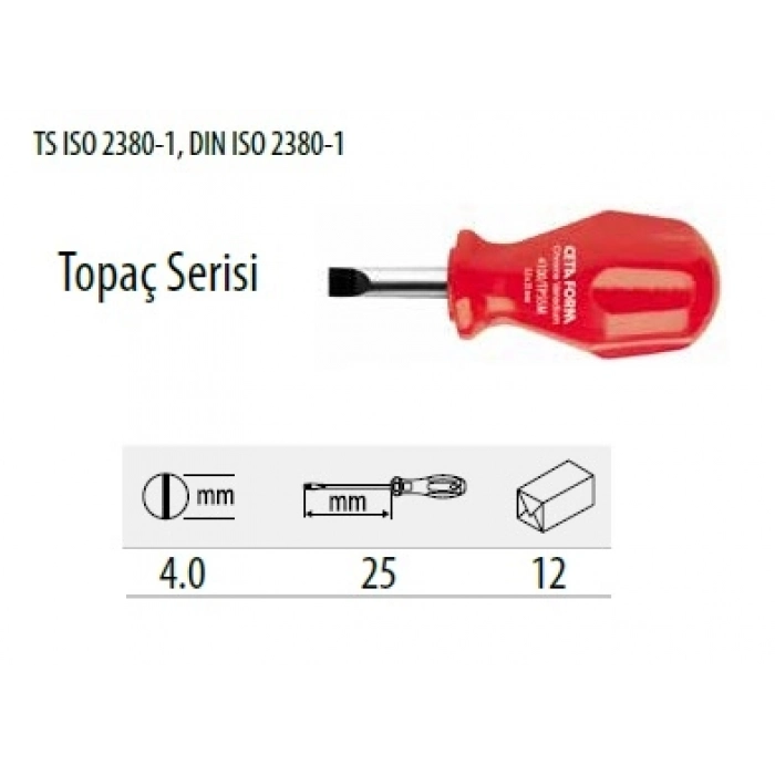 CETA TOREX TOPAÇ DÜZ UÇLU TORNAVİDA - 4.0 X 25 MM