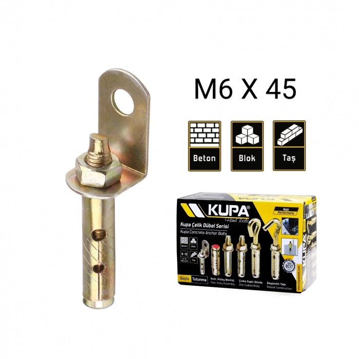 KUPA ASMA TAVAN ÇELİK DÜBEL M6 X 45 MM  (1200)