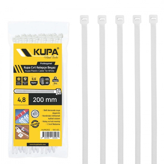 KUPA CIRT KELEPÇE BEYAZ 4.8 X 200 MM  (150)