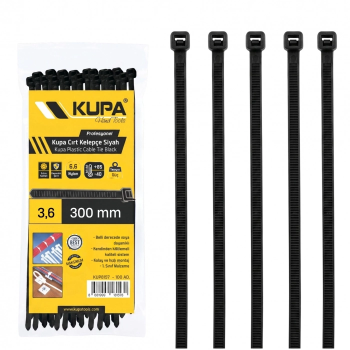 KUPA CIRT KELEPÇE SİYAH 3,6 X 300 MM  (150)
