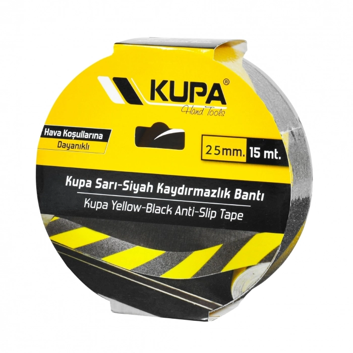 KUPA KAYDIRMAZ BAND SARI SİYAH 25 X 15 MT  (72)
