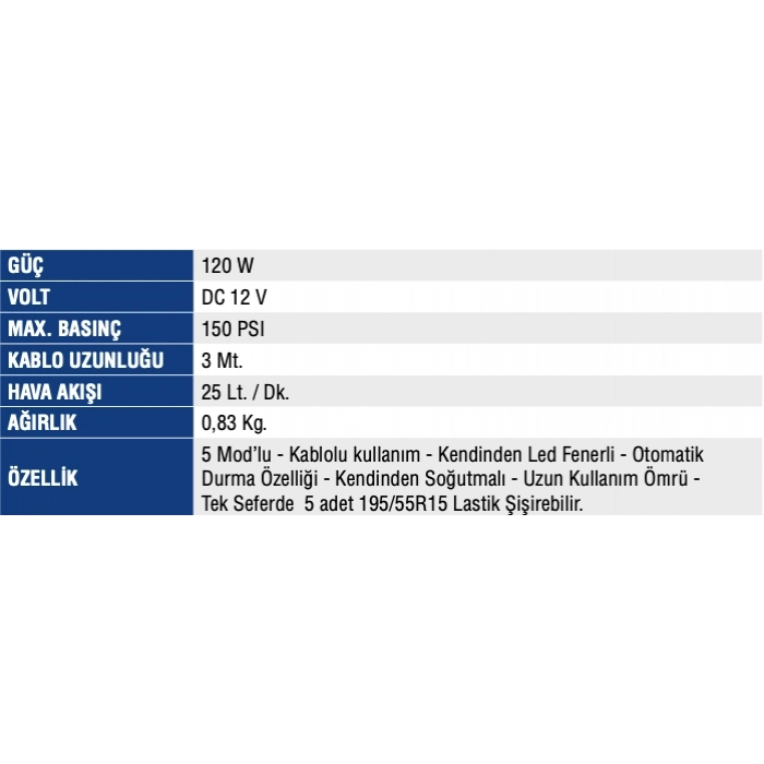 MERCURE LASTİK ŞİŞİRME KABLOLU