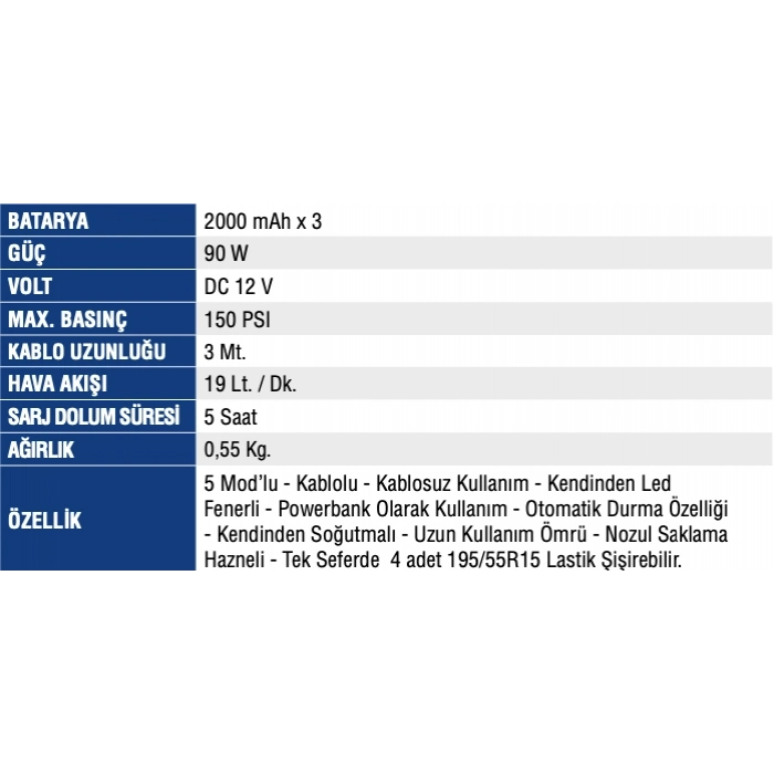MERCURE LASTİK ŞİŞİRME ŞARJLI KABLOLU