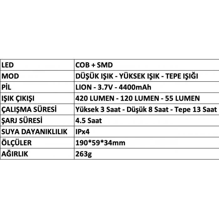 MERCURE LEDLİ EL FENERİ MC-6602 ŞARJLI