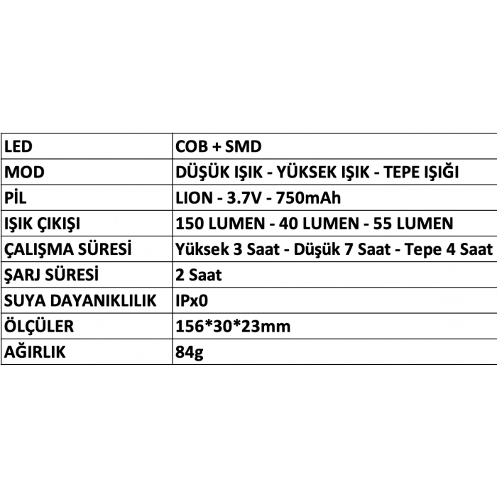 MERCURE LEDLİ EL FENERİ MC-6790 ŞARJLI