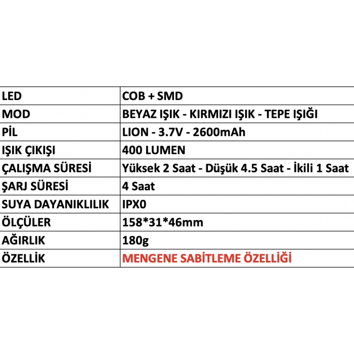 MERCURE LEDLİ İŞ FENERİ MC-6620 ŞARJLI