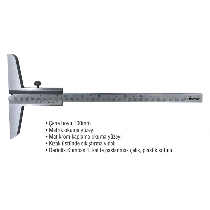 MERCURE MEKANİK DERİNLİK KUMPASI 150x0.02mm.PROF.