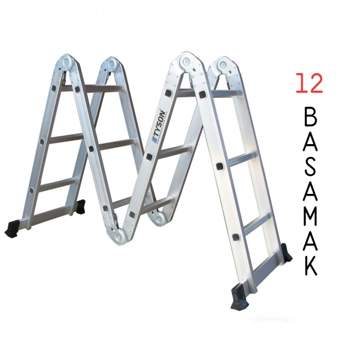 TYSON ALÜMİNYUM AKROBAT MERDİVEN ( 360 CM - 4X3- 12 BASAMAK )