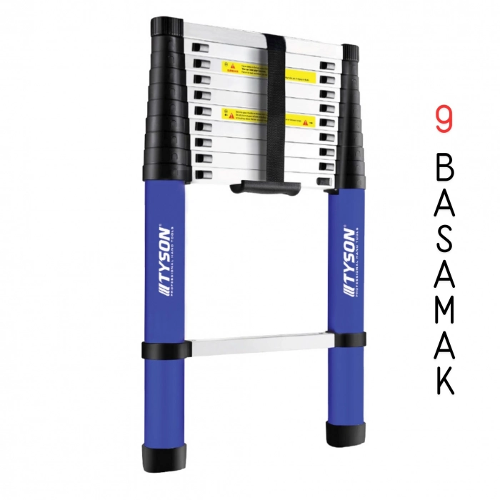 TYSON ALÜMİNYUM TELESKOPİK MERDİVEN ( 260 CM - 9 BASAMAK )