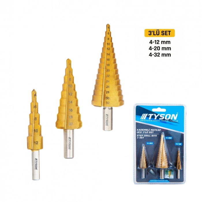 TYSON KADEMELİ MATKAP UCU 3LÜ SET  (60)