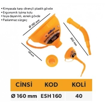 ELTOS PLASTİK HUNİ (SÜZGEÇLİ) - 160 MM