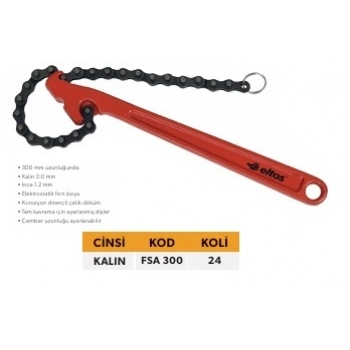 ELTOS ZİNCİRLİ FİLTRE SÖKME ANAHTARI 300 mm KALIN (2,00 mm)