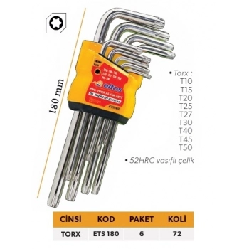 ELTOS PROF. ALLEN SETİ TORX 9 PARÇA 180 MM.