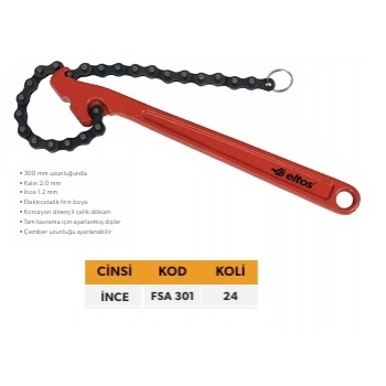 ELTOS ZİNCİRLİ FİLTRE SÖKME ANAHTARI 300 MM İNCE (1,20 MM)
