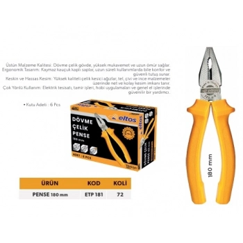 ELTOS DÖVME ÇELİK PENSE 180 MM (VAKUMSUZ)