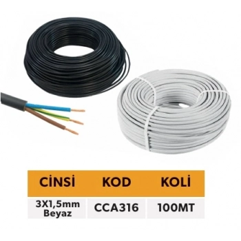 ELTOS CCA TTR KABLO 3X1,5 MM BEYAZ