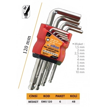 ELTOS PROFESYONEL MİSKET BAŞLI ALYAN SETİ 120 MM 9 PCS