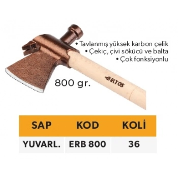ELTOS RUS TİPİ BALTA 800 GR. - YUVARLAK SAP