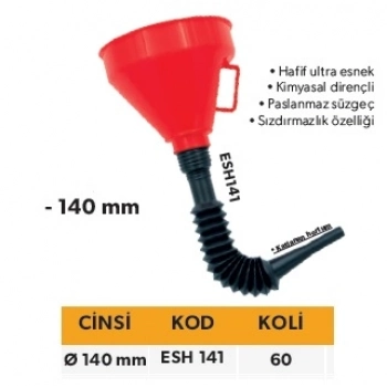 ELTOS EDONI SÜZGEÇLİ PLASTİK HUNİ - 140 MM KATLANAN HORTUM