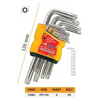 ELTOS PROFESYONEL TORX ALYAN SETİ 9 PCS 120 MM
