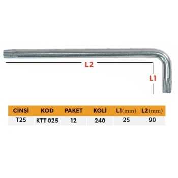 ELTOS PROFESYONEL TEK ALYAN KISA TİP TORX T25