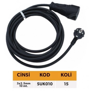 ELTOS SEYYAR UZATMA KABLOSU 3X2,5MM 10MT.