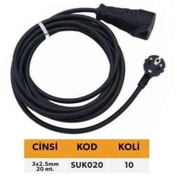 ELTOS SEYYAR UZATMA KABLOSU 3X2,5MM 20MT.