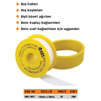 ARK TEFLON BANT BÜYÜK 19MM*30MT