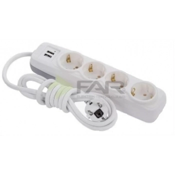 FAR 4 LÜ GRUP PRİZ 2 USBLİ 3 METRE F-512B
