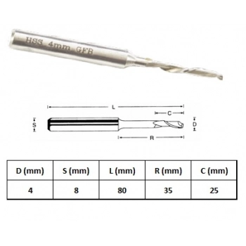 GFB 4x8-80mm ALÜMİNYUM FREZE