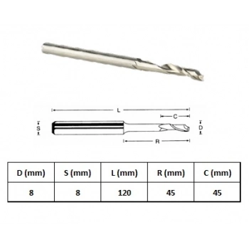 GFB 8x8-120mm ALÜMİNYUM FREZEKALIN UZUN