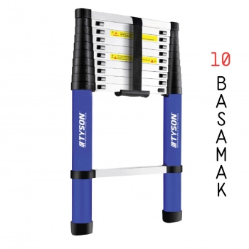 TYSON ALÜMİNYUM TELESKOPİK MERDİVEN ( 290 CM - 10 BASAMAK )