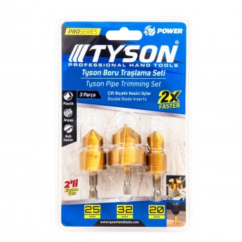 TYSON BORU TRAŞLAMA SETİ 3 PARÇA 20 MM-25 MM -32 MM (80)