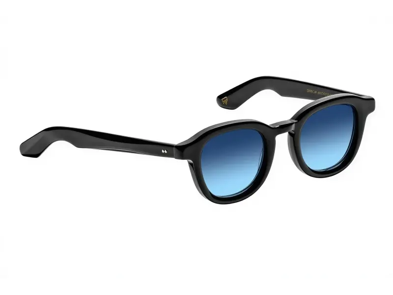 Moscot Dahven Sun Black 47 Denim Blue Lenses