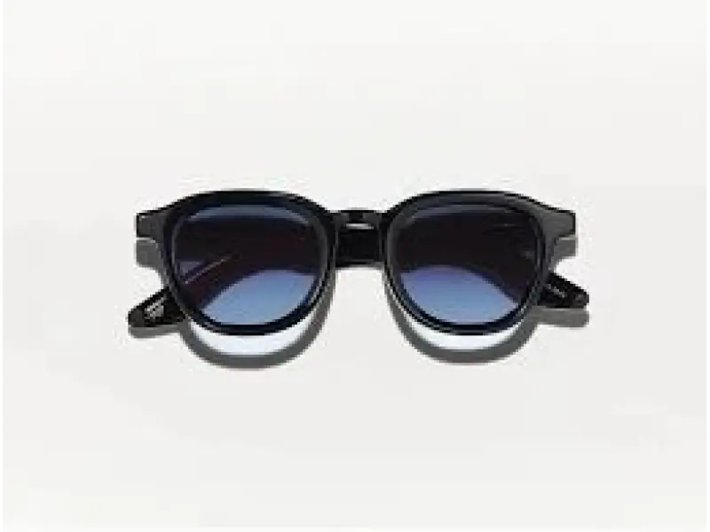 Moscot Dahven Sun Black 47 Denim Blue Lenses