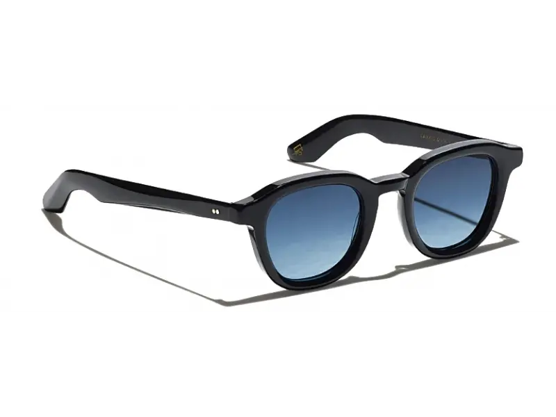 Moscot Dahven Sun Black 47 Denim Blue Lenses