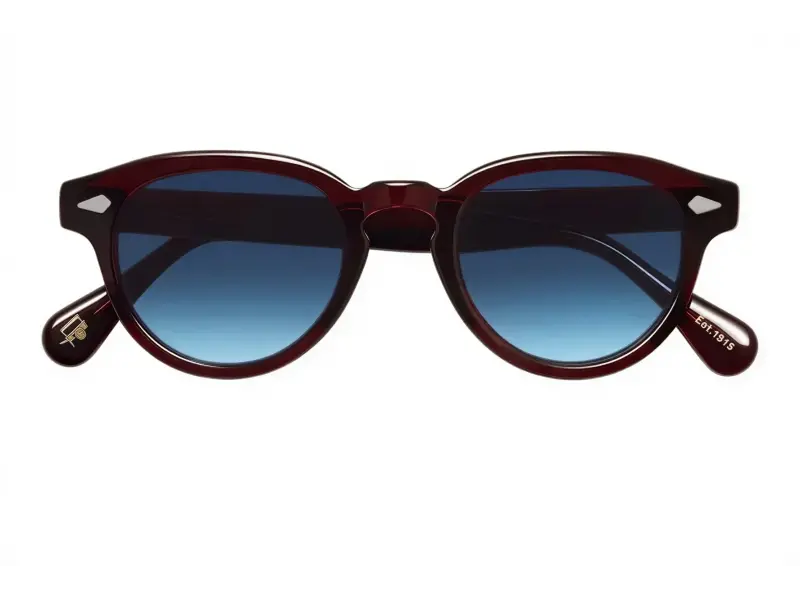 Moscot Maydela Sun 46 Burgundy Denim Blue Lns
