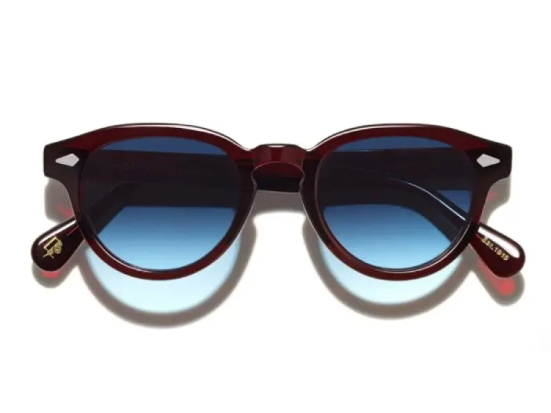 Moscot Maydela Sun 46 Burgundy Denim Blue Lns