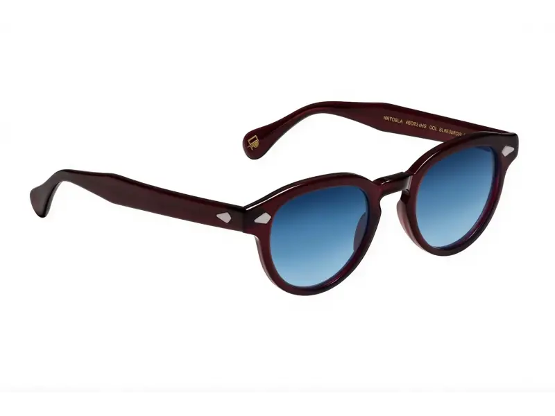 Moscot Maydela Sun 46 Burgundy Denim Blue Lns