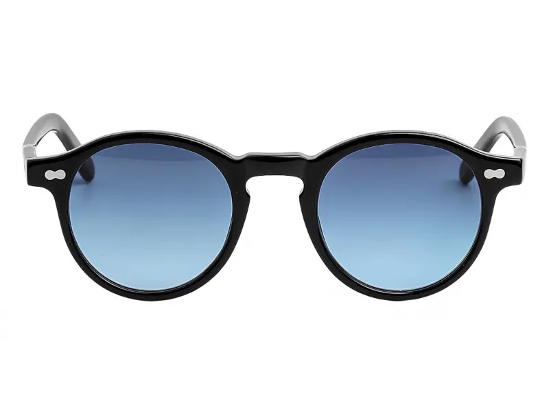 Moscot Miltzen Base 2 Sun 46 Black Denim Blue Lenses