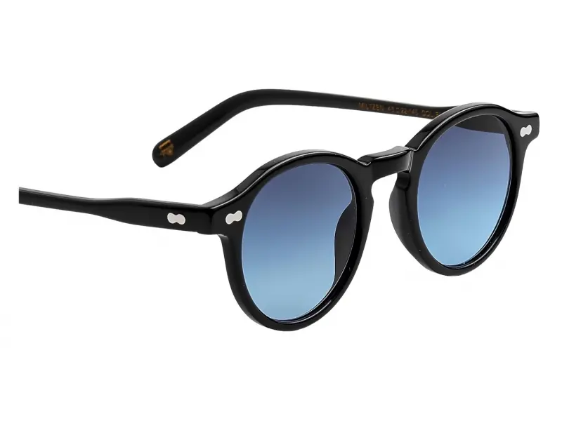 Moscot Miltzen Base 2 Sun 46 Black Denim Blue Lenses