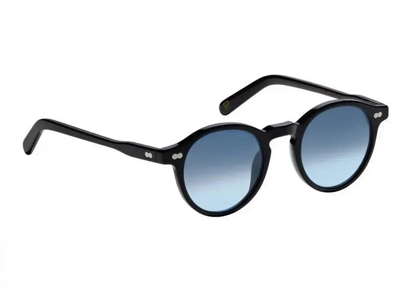 Moscot Miltzen Base 2 Sun Black 49 Denim Blue Lens
