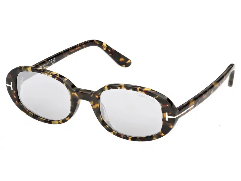 Tom Ford FT1364 55C 49 Renkli Havana Füme Aynalı Unisex Güneş Gözlüğü