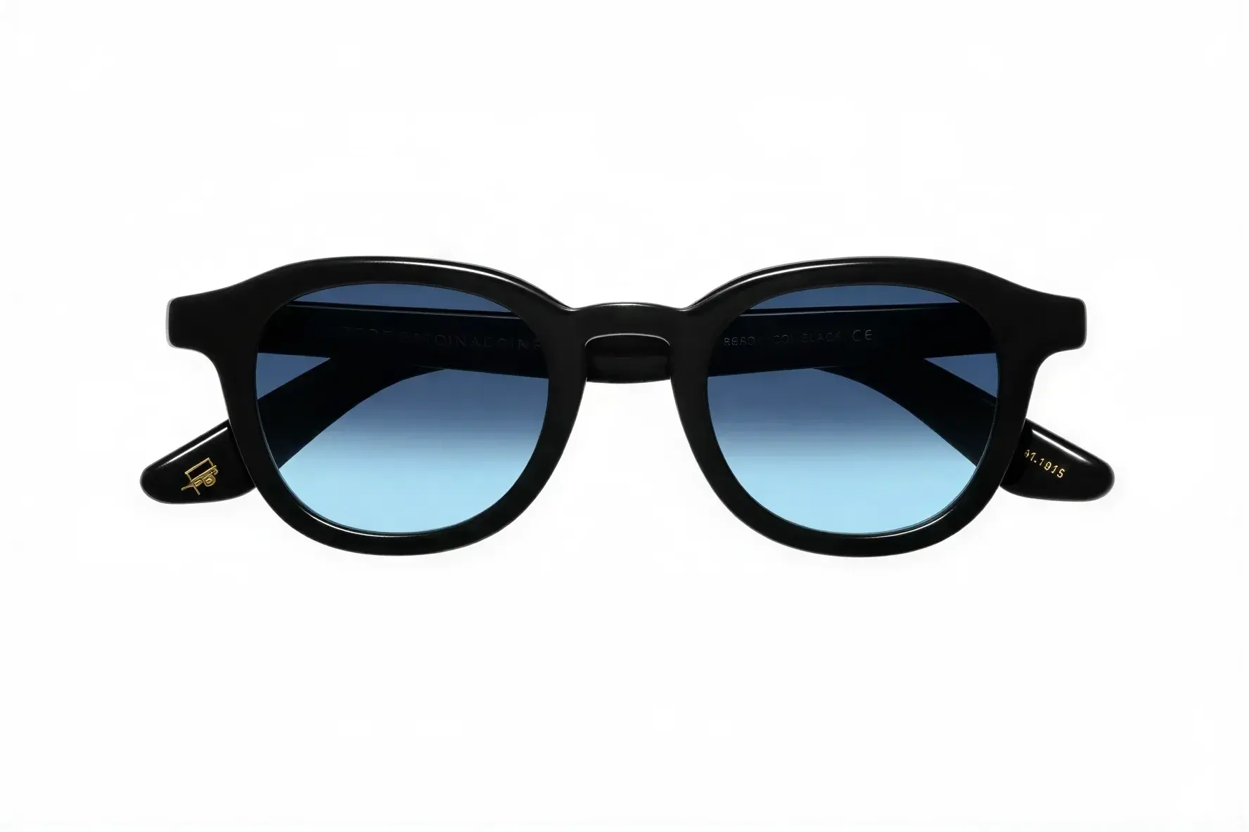 Moscot Dahven Sun Black 47 Denim Blue Lenses
