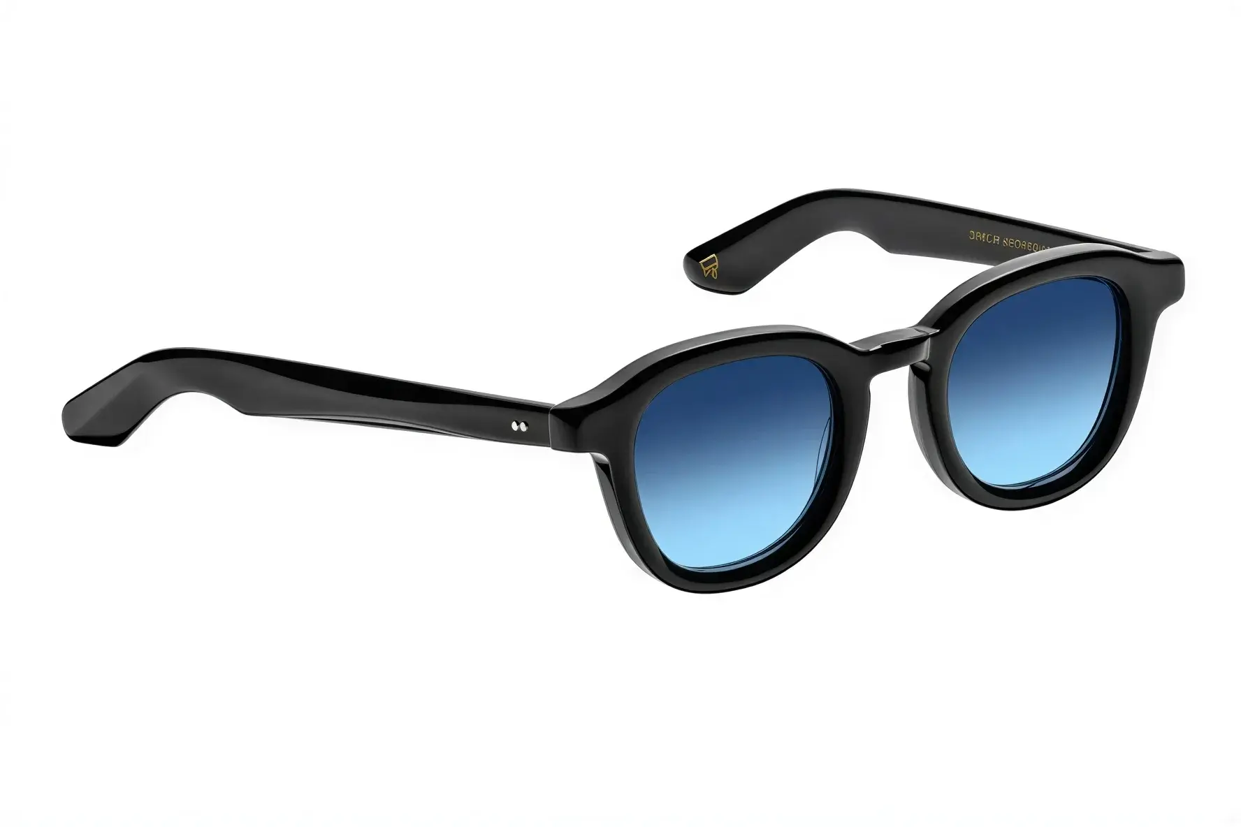 Moscot Dahven Sun Black 47 Denim Blue Lenses