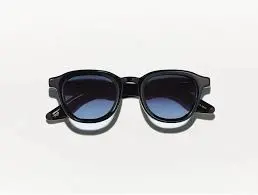 Moscot Dahven Sun Black 47 Denim Blue Lenses