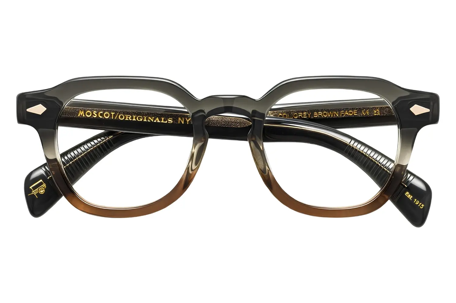 Moscot Dolt Sun 49 Grey Brown Fade Chest Fade