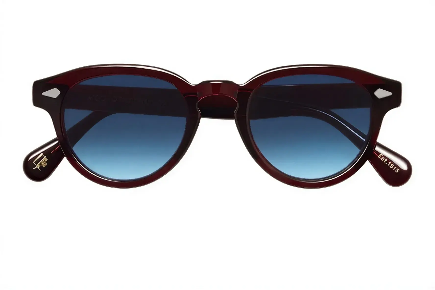 Moscot Maydela Sun 46 Burgundy Denim Blue Lns