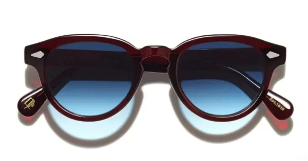 Moscot Maydela Sun 46 Burgundy Denim Blue Lns